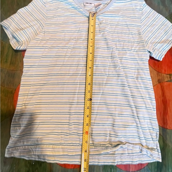 Cherokee Shirt Womens Small Stripe Short Sleeve T Shirt V Neck Cotton Blue Green - Picture 5 of 5
